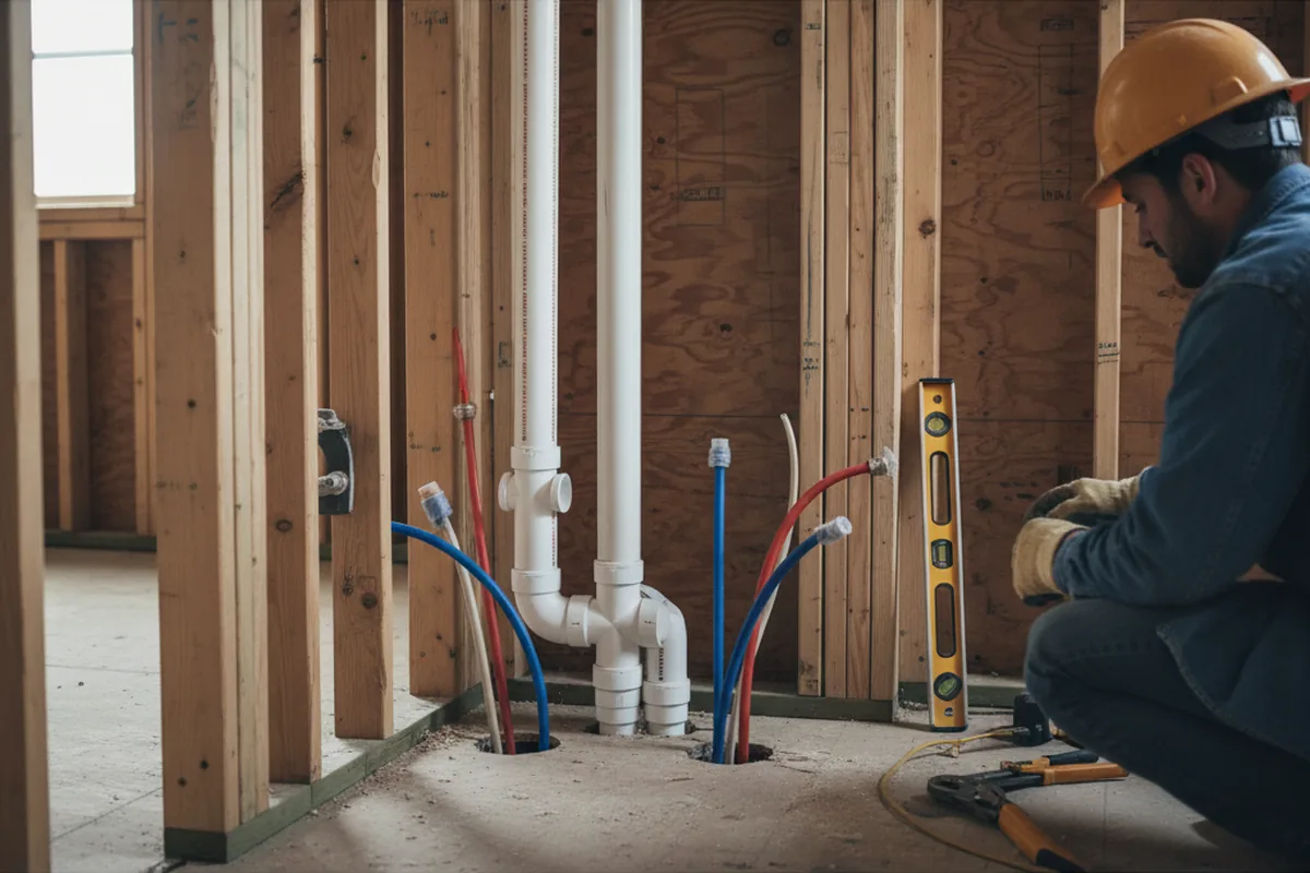 Drain and supply rough-in during Leak Detection in Delmont